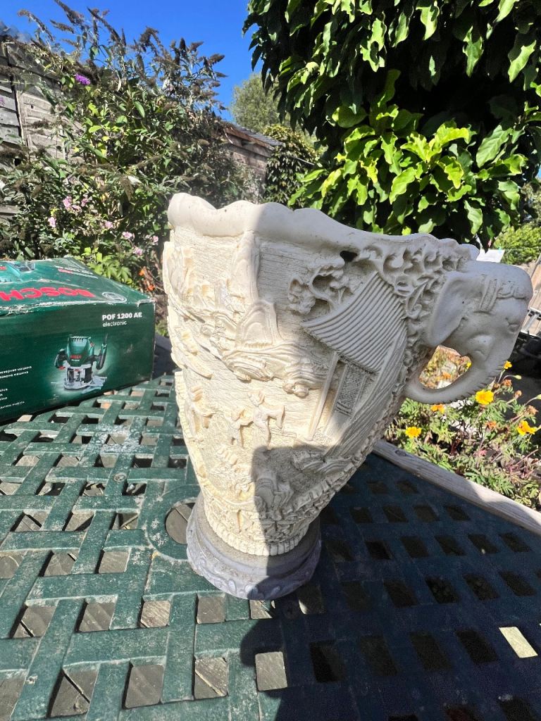 Large Cream Decorative Vase/Planter with Elephant Handles