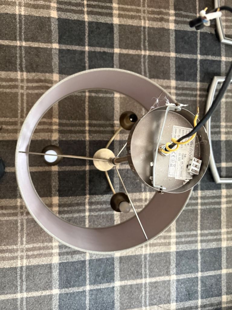 Modern Grey Fabric Ceiling Light Shade with Brass Fittings