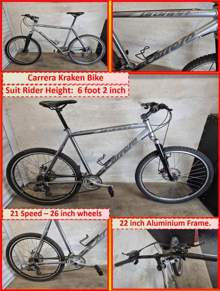 Carrera Kraken Bike - 21 Speed – 26 inch wheels.