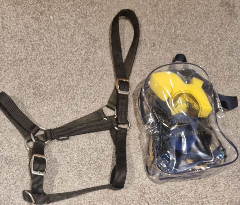 Horse head collar and groom kit 