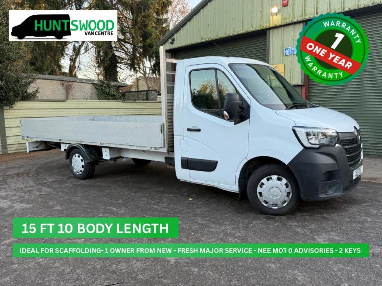 2021 RENAULT MASTER 2.3L DIESEL WHITE DROPSIDE TRUCK - SCAFFOLDER - 15FT 10 BODY