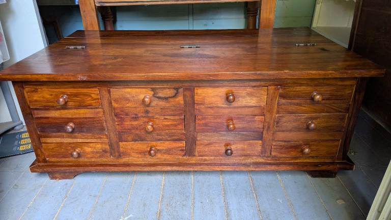 Solid Hardwood Console Table with Drawers and Storage