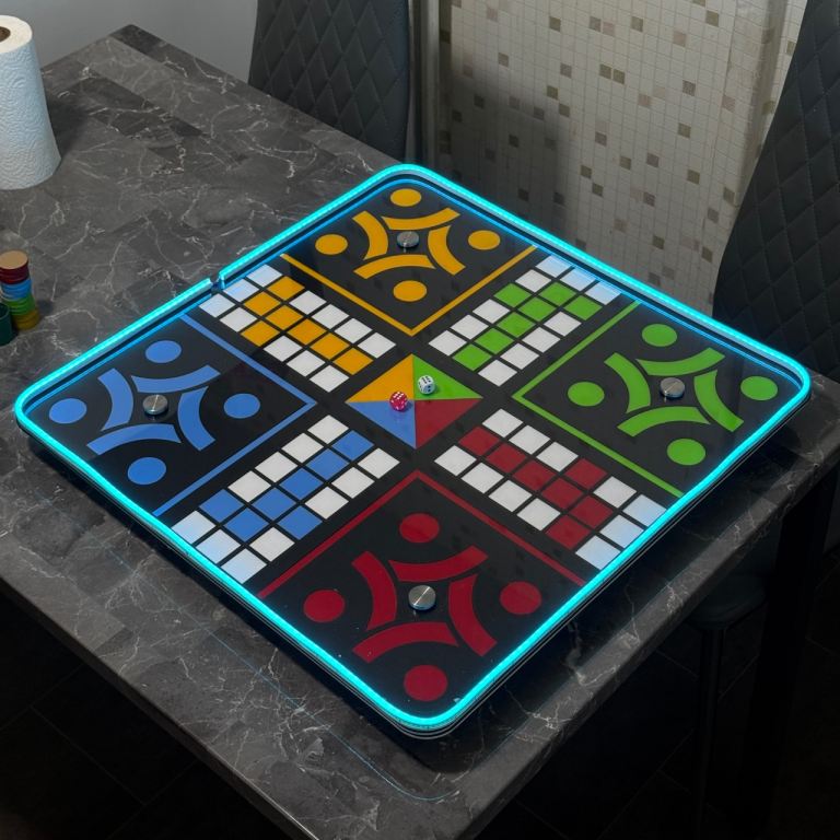 🎲⭐️ Acrylic Glass Ludo Board Game With LED Boarder (NEW)
