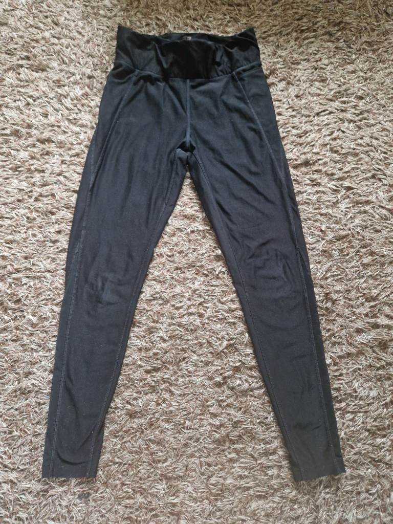 image for Black Sports Leggings with Mesh Cutouts, Size 8-10