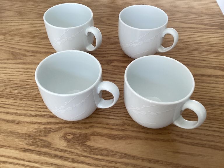 image for Denby White Trace Mugs x4