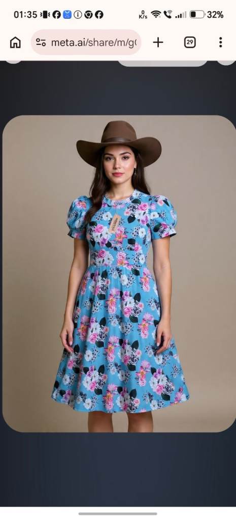 Lovely Blue Floral Summer Dress – Puff Sleeves