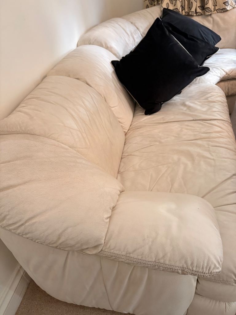 White leather sofa