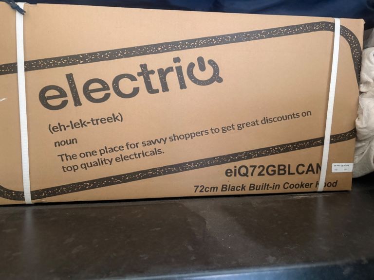 ElectriQ 72cm Black Built-in Cooker Hood – New