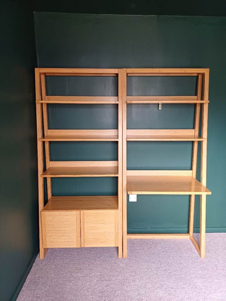 John Lewis ANYDAY Trapeze Bamboo Shelving & Desk Unit