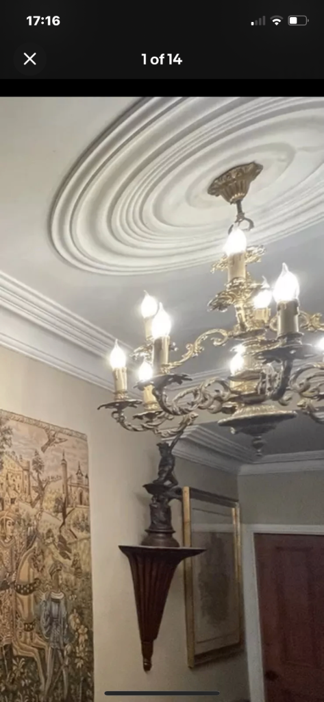 Huge antique  French Louis Style Gilt Bronze 12 Arm Chandelier