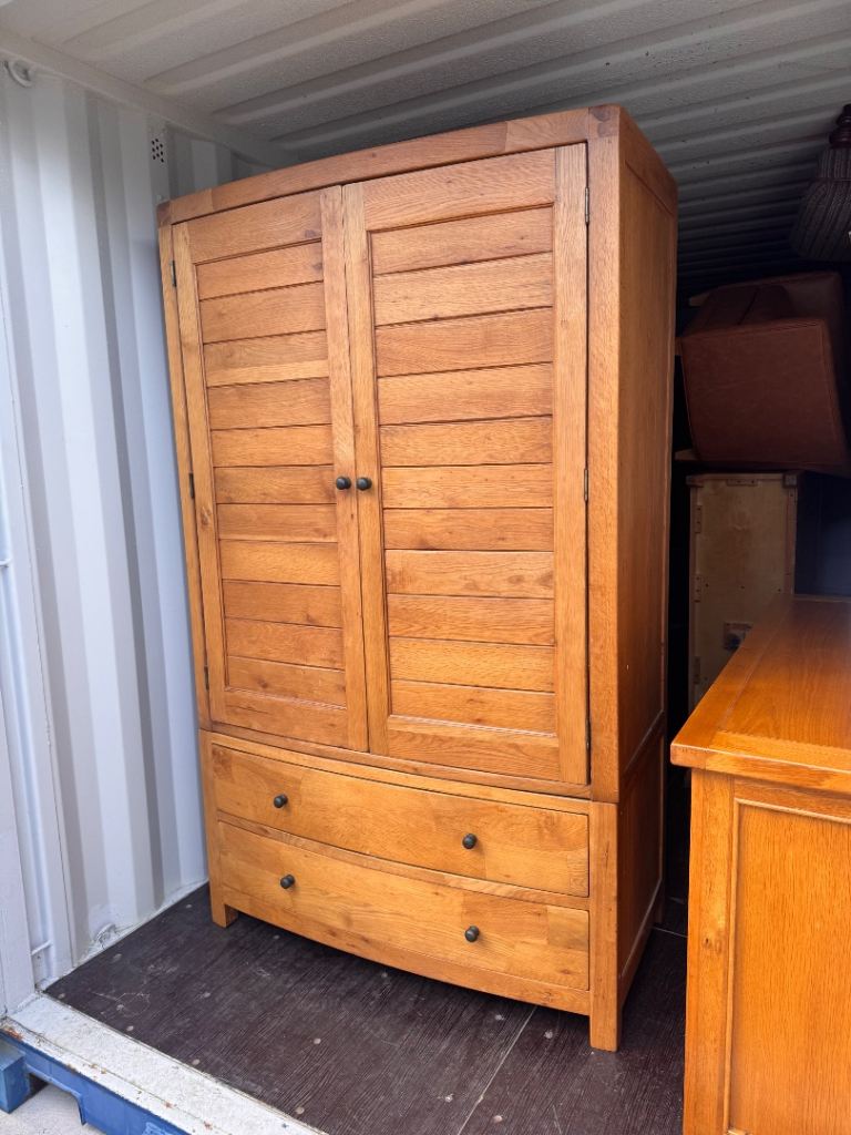 Vienna Solid Oak Bow Fronted Wardrobe (2 available) Possible Delivery 