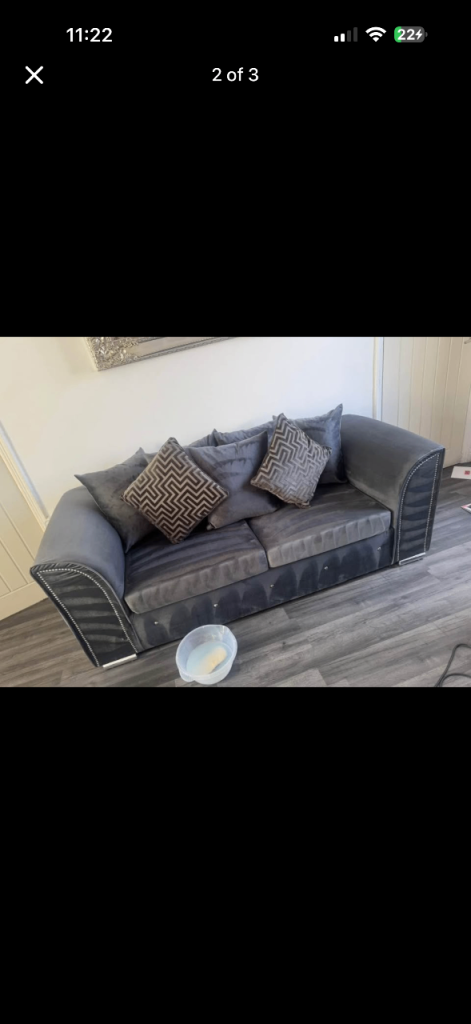 Comfy Grey Fabric 3-Seater and 2-Seater Sofas – Good Condition