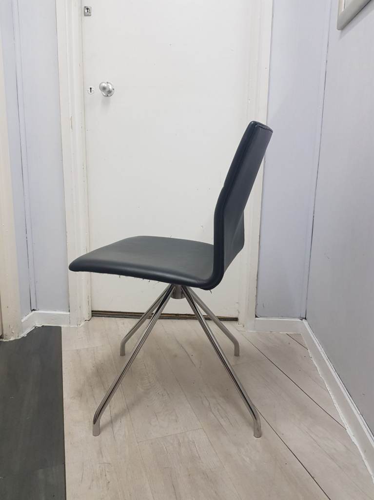 Used Black Leather Swivel Dining Canteen chairs