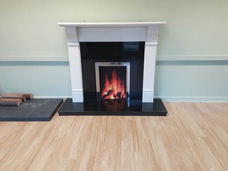 New 54"ivory cream marble stone fireplace