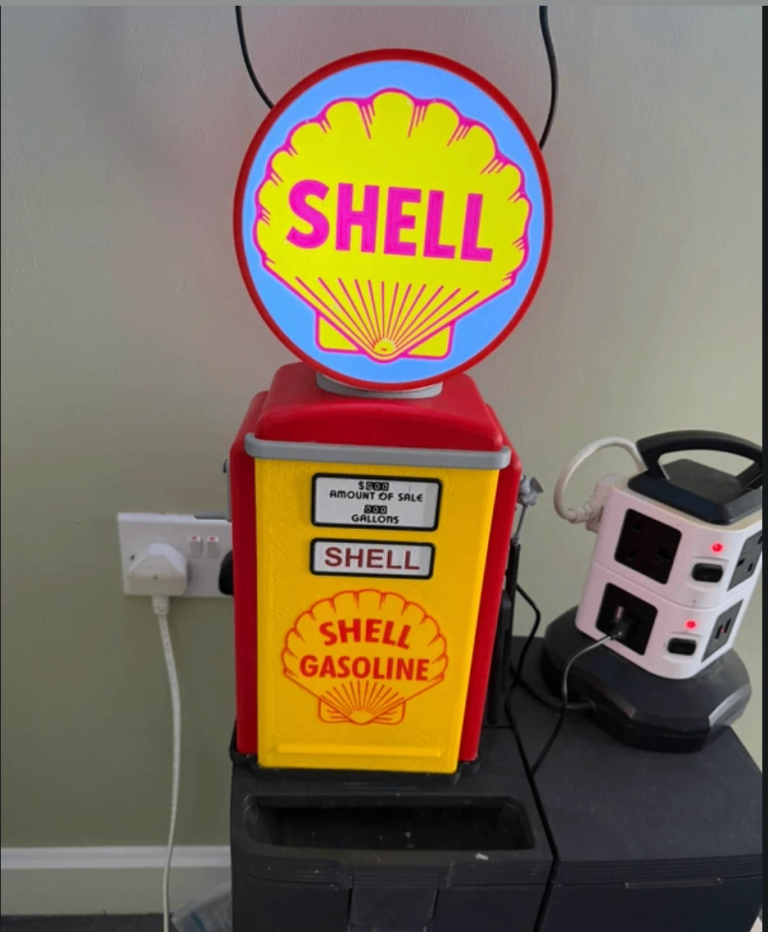 Retro Petrol Pump Light-Up Display / Vintage Garage Decor