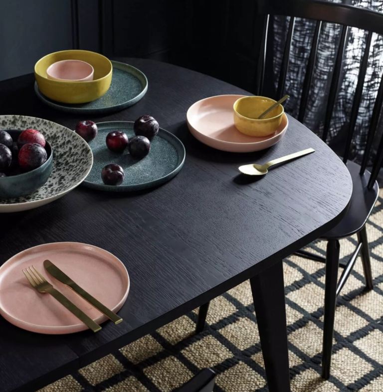 HABITAT EXTENDABLE  ETTA BLACK DINING TABLE