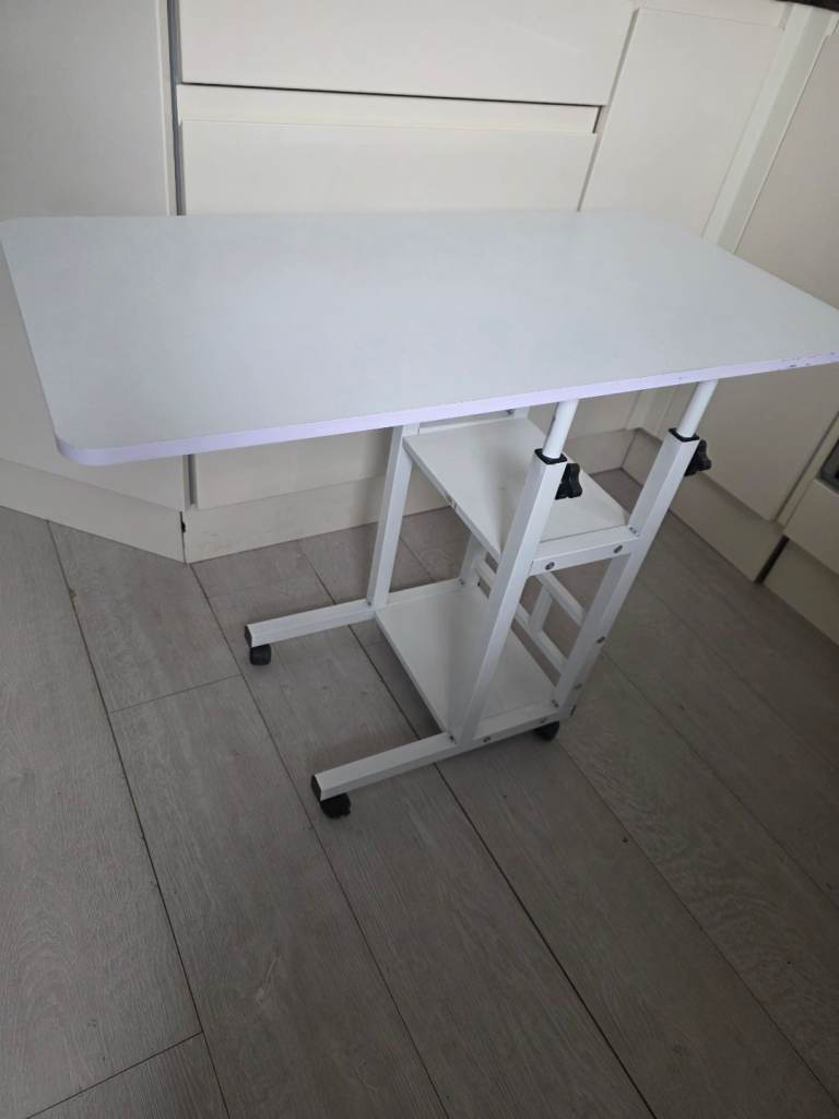 Mobile Over Bed Chair Table Hospital Overbed Height Adjustable Laptop Tray