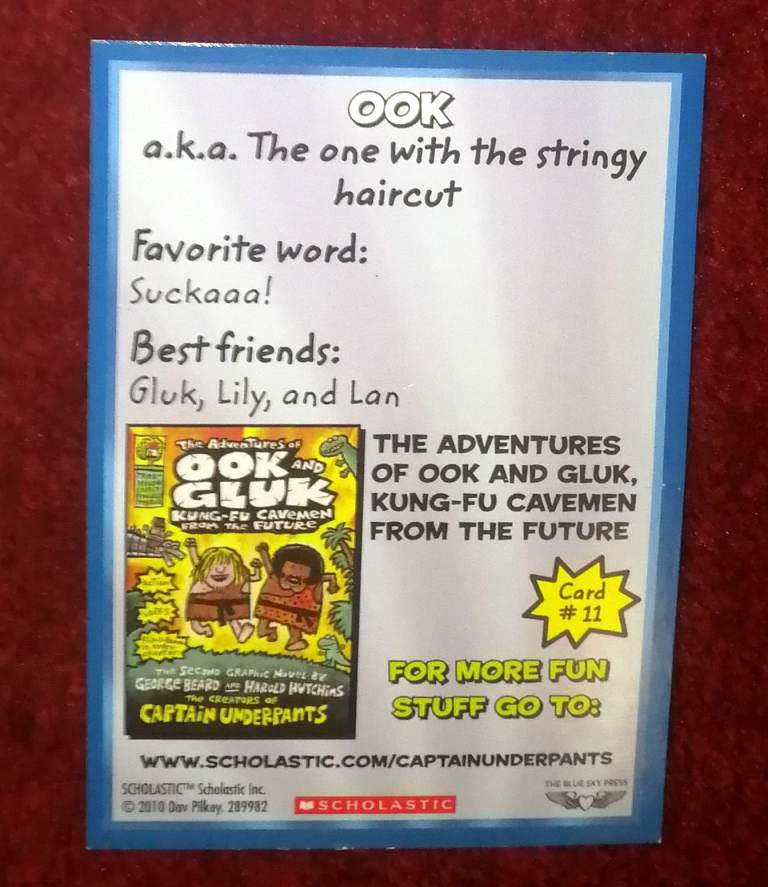 9 x Captain Underpants Collectible Cards Numbered 3 to 11 Scholastic 2010