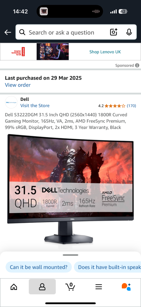 Dell S3222DGM 31.5 inch Curved Gaming Monior