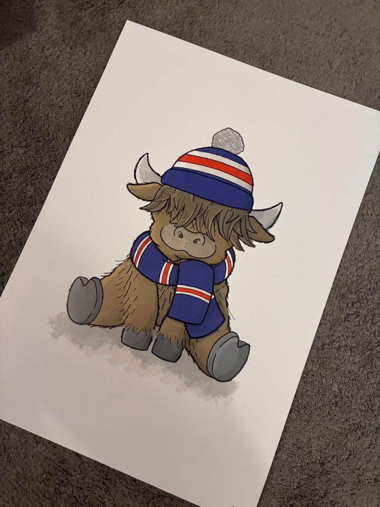Rangers FC Highland Cow art print “Staunch Coo”