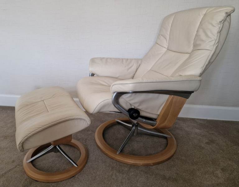Ekornes Stressless recliner chair and stool, As New