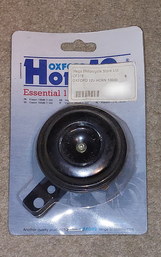 Oxford Products Universal Motorcycle 12V 100db Horn - Black - NEW
