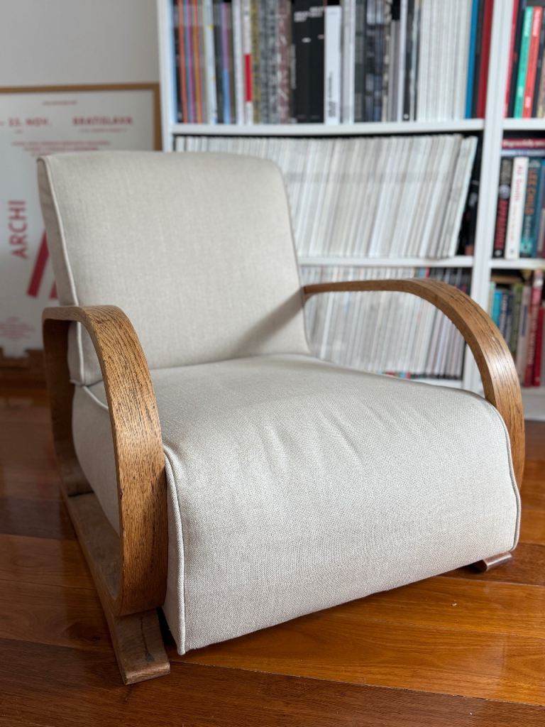 Vintage Bentwood Armchair with New Upholstery - Heal's Style