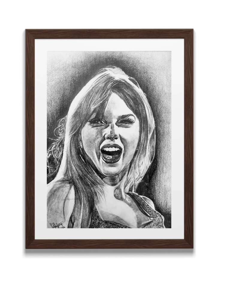 Original Taylor Swift Pencil Portrait | Hand Drawn Framed A4 Artwork + COA