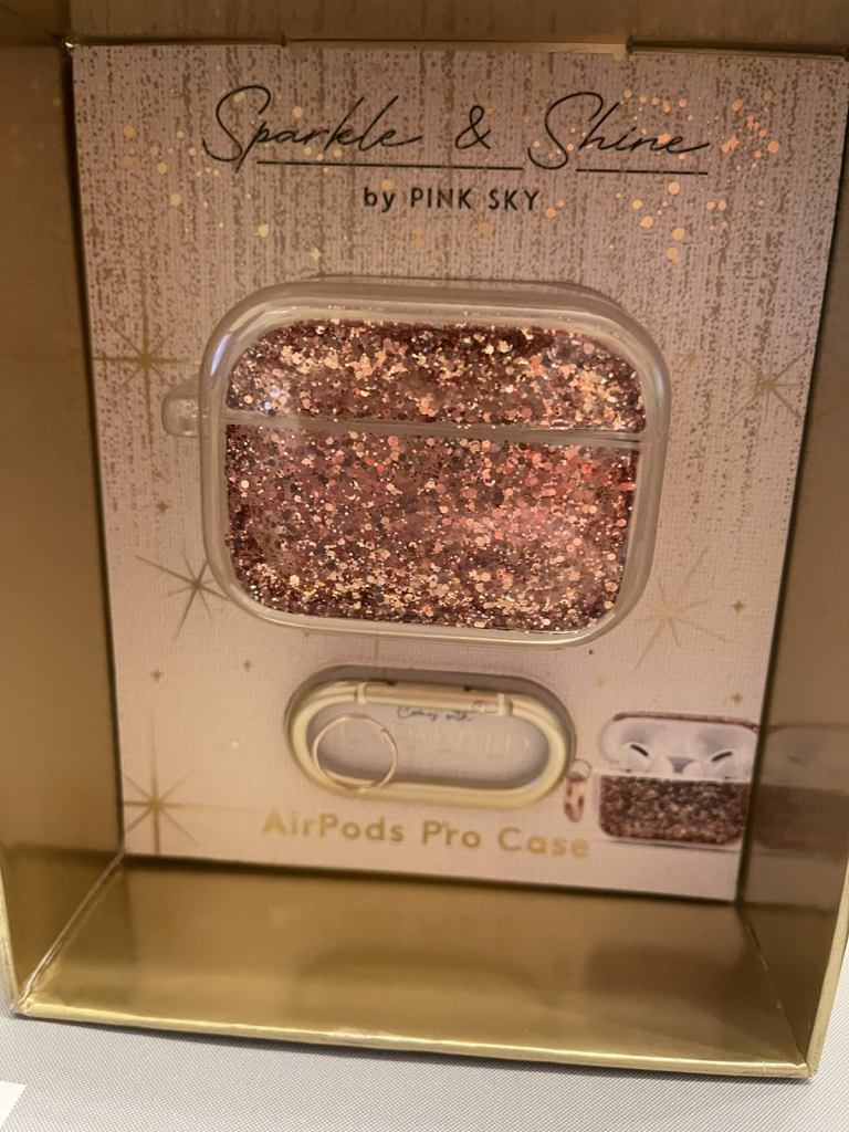 Pink Sky Sparkle & Shine Air Pods Pro Case. In Sealed Box. Gold. New