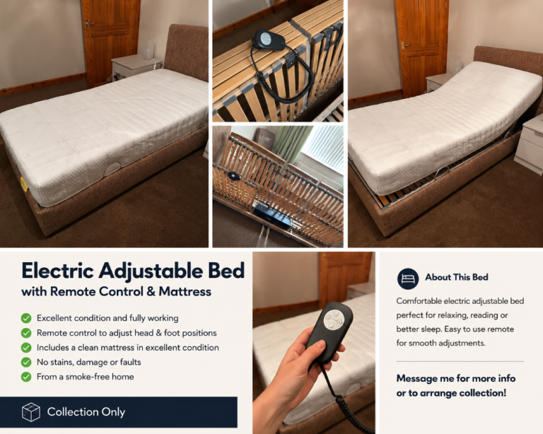 Electric adjustable bed  with remote control & mattress 