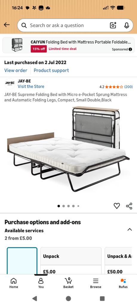 FREE- Jay-B  double folding guest-bed / z-bed