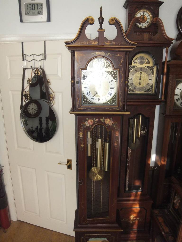 Vintage Tempus Fugit Westminster Chime Grandfather Clock