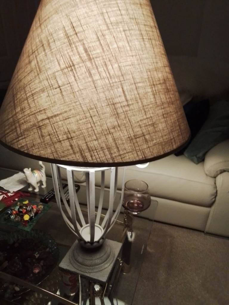 Vintage Art Deco Style Table Lamp with Geometric Shade