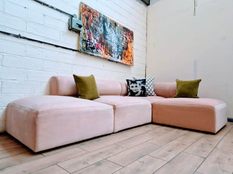 Sofa .com Cohen modular corner sofa in dusty pink velvet RRP £4000