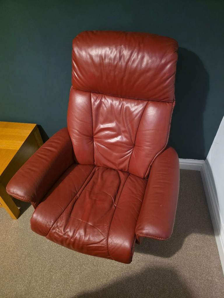 Red Leather reclining swivel chairs 