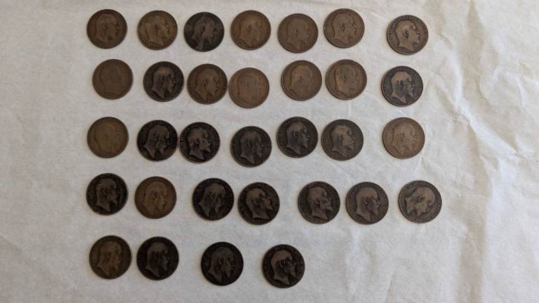 32x Old One Penny Coins Edward VII Pre-Decimal