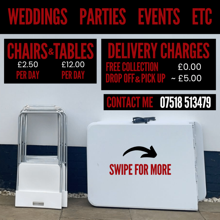 Chairs and Tables for Hire