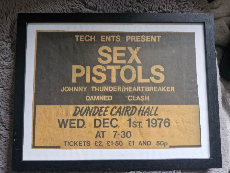 Framed Sex Pistols Dundee Caird Hall 1976 Concert Poster Print