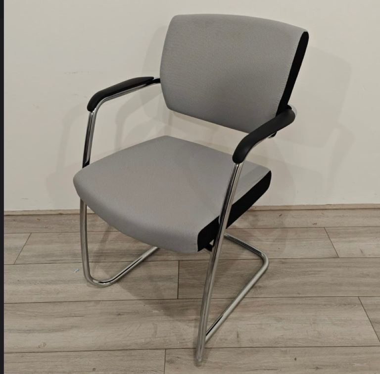 Senator Conference Chair, Grey Fabric / Chrome Cantilever Frame