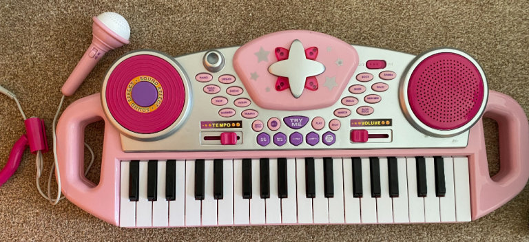 Keyboard, Big Steps Rockstar, pink, complete with microphone