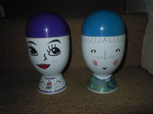 RARE FACE DECORATED CERAMIC STORAGE JARS 