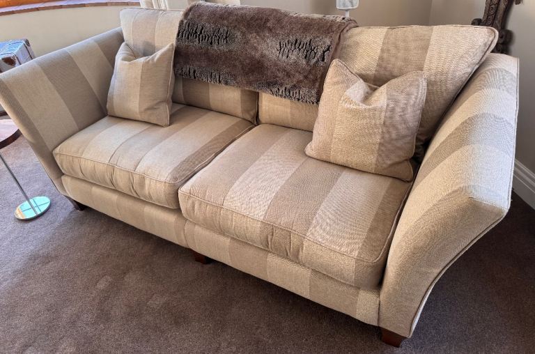 3 Seater Sofa with reversible seat and back cushions (stripped pattern)