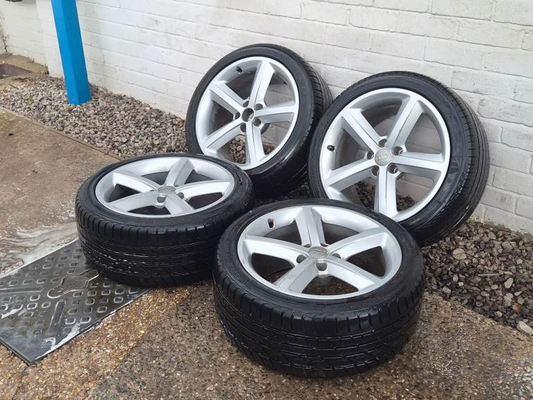 🌟Genuine Audi 18 inch alloy wheels 5x112 with MATCHING TYRES 7M++ A4 A5 A6 