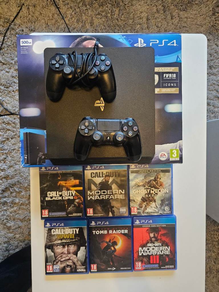 Sony PS4 500GB with 2 Controllers and 6 Games – Good Condition