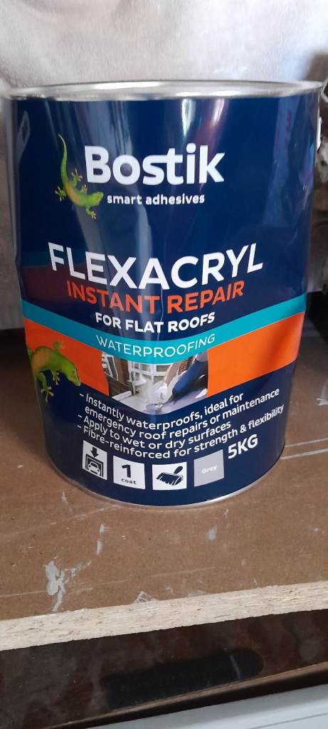 Bostik Flexacryl Instant Repair Waterproofing for Flat Roofs 5KG