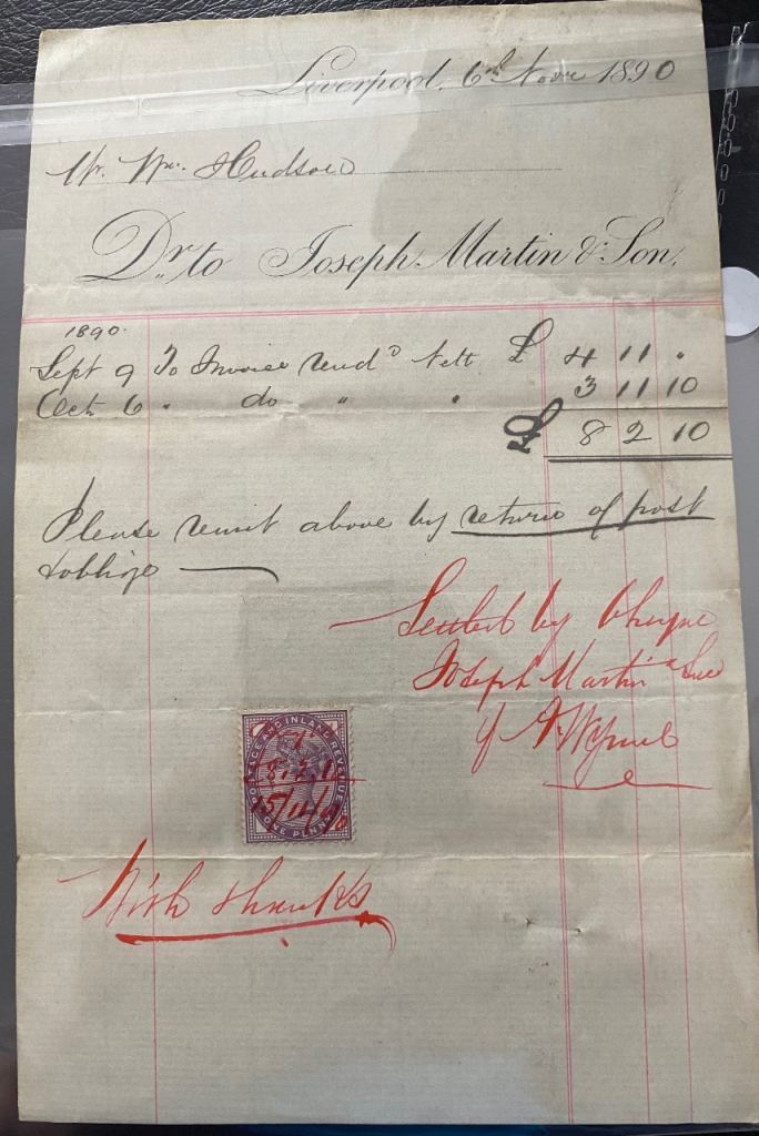 Rare 1890 Liverpool Invoice/Receipt with Stamp – Historic Collectible
