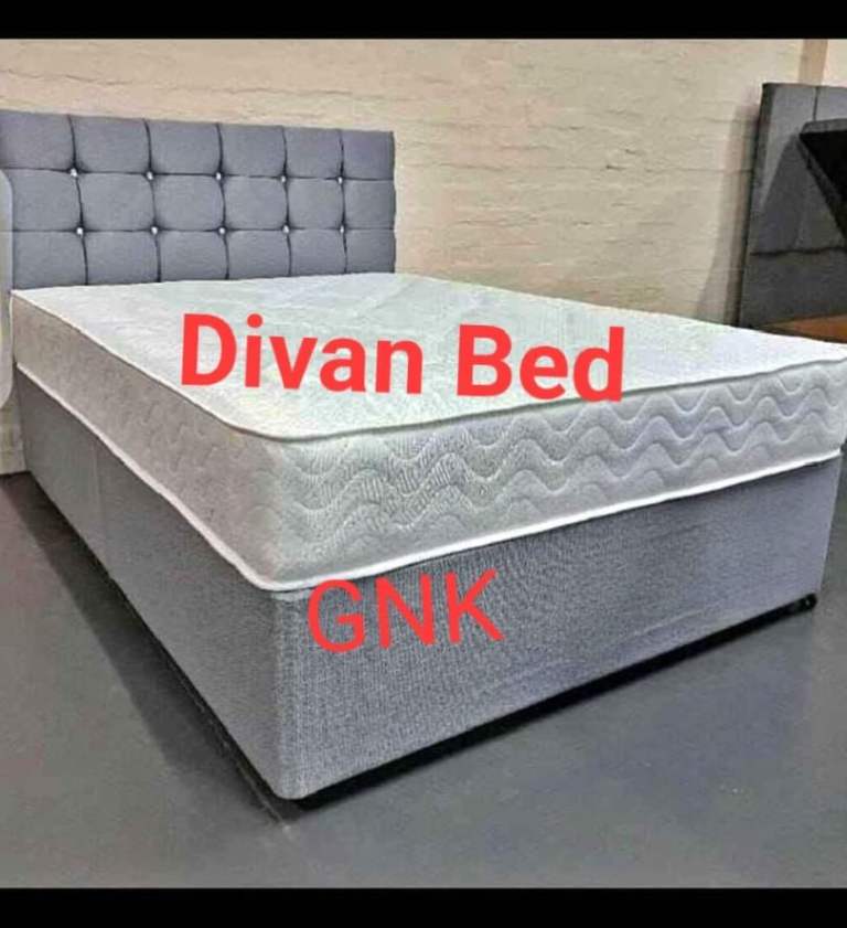 image for Brand new Grey colour Divan bed double size 4ft with mattresss