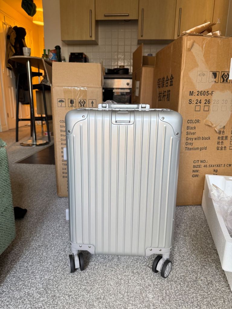 Rimowa inspired Silver Aluminium Carry-On Suitcase with Wheels