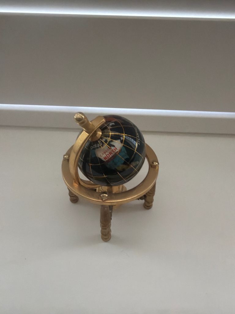Small Decorative Globe on Stand – Black and Gold