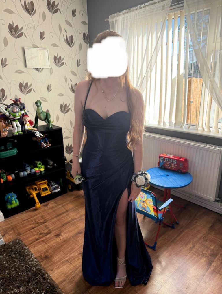 Stacees navy blue prom dress UK10